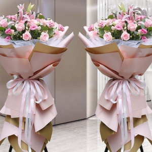 开业/乔迁/活动祝贺花篮-玫瑰C款（不少于19支玫瑰+1-3支百合+配草）