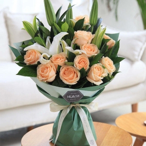 与你百年好合-玫瑰百合花礼